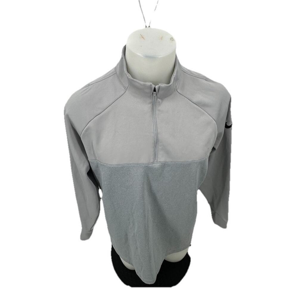 Nike Golf Large Men 1/4 ZIP Pullover Sweatshirt Grey Long Sleeve Soft Lining Y18